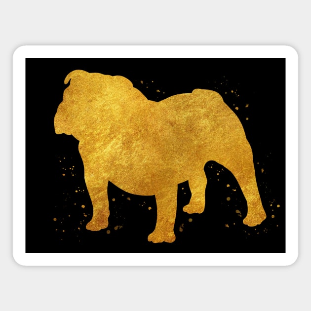 british bulldog golden art Magnet by Yahya Art